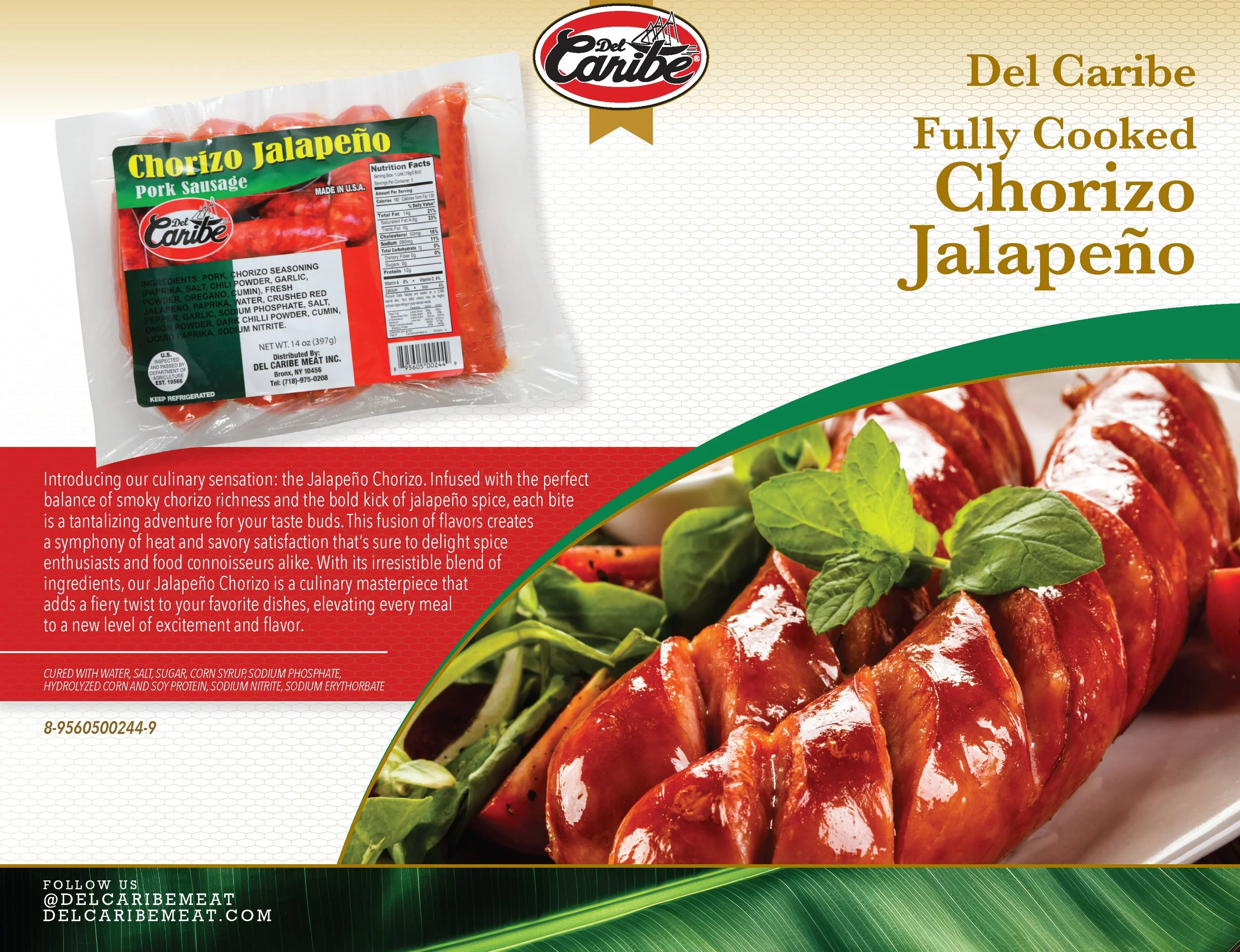 Sabor 809 Longaniza Jalapeño — Del Caribe Meat, Inc.